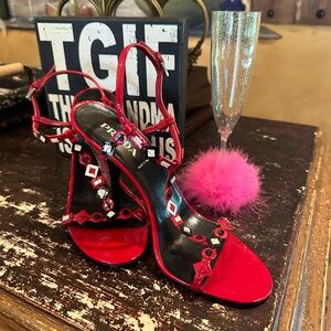 Prada Red Strappy Heels